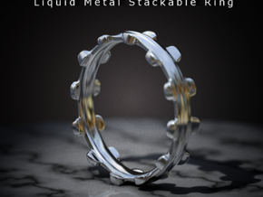 Liquid Metal Stackable Ring in Polished Bronzed Silver Steel