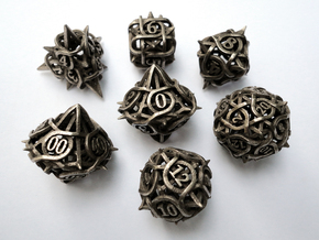 Thorn Dice Set with Decader in Polished Bronzed Silver Steel