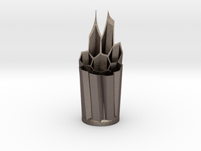 Sculpted Pencil Holder in Polished Bronzed Silver Steel