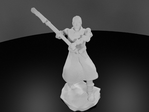 Human Fighter Noblewoman with Greataxe & Chainmail in White Processed Versatile Plastic