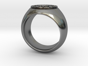 Bitcoin Ring in Fine Detail Polished Silver