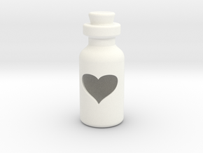 Small Bottle (heart) in White Processed Versatile Plastic