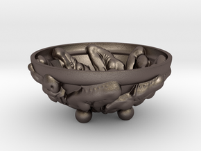 Elastic Life-cycle Bowl, 4 inch - Fine Art Sculpt. in Polished Bronzed Silver Steel