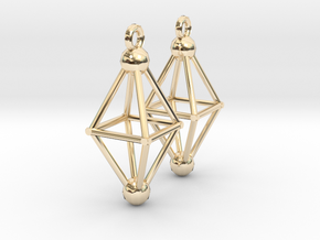 Octahedron Earrings in 14k Gold Plated Brass