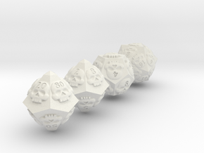 NECRON skull dice v2 d00 d10 d12 d20 in White Natural Versatile Plastic