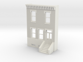 HO SCALE ROW HOUSE FRONT BRICK 2S in White Natural Versatile Plastic