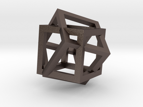 4d Cube in Polished Bronzed Silver Steel