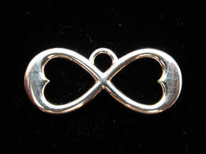 Two Hearts Infinity Symbol (small) in Fine Detail Polished Silver