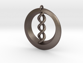Double Helix Pendant in Polished Bronzed Silver Steel