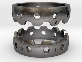 Hex Reminder Ring Size 6 in Polished Nickel Steel