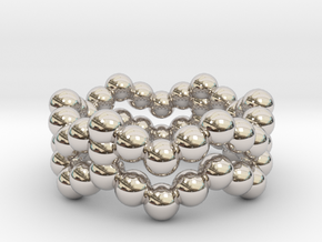 Ring Sphere 2 waved in Rhodium Plated Brass