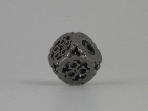 Smaller Steampunk D6 in Polished Bronzed Silver Steel