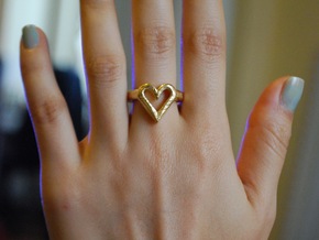 FLYHIGH: Open Heart Ring 15mm in Polished Gold Steel