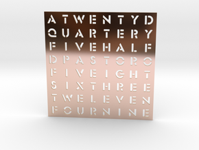 Timesquare Wordclock faceplate (Stencil font) in 14k Rose Gold Plated Brass
