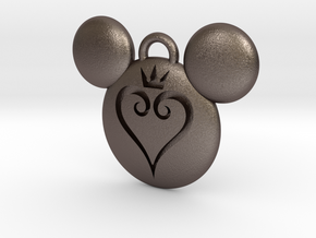 Kingdom Hearts Keychain  in Polished Bronzed Silver Steel