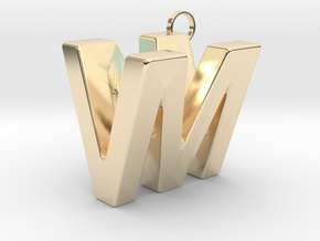 V&M 3D Ambigram in 14K Yellow Gold