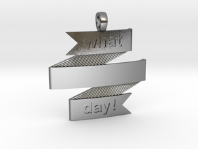What a Day Banner Pendant in Polished Silver