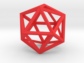 17cm-Icosahedron-Platon05-Polyhedron05 in Red Processed Versatile Plastic