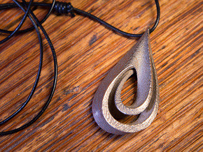 Drop Pendant in Polished Bronzed Silver Steel