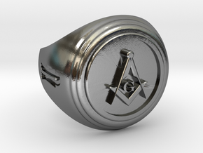 Masonic Ring in Polished Silver