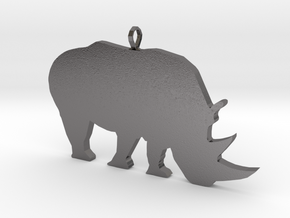 Rhino Silhouette Pendant in Polished Nickel Steel