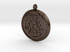 [The 100] (Small) Skaikru Symbol Pendant in Polished Bronze Steel