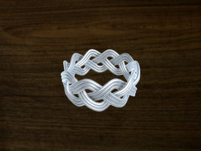 Turk's Head Knot Ring 3 Part X 10 Bight - Size 10. in White Natural Versatile Plastic