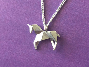 Origami Unicorn in Polished Silver