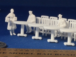 HO Scale 5 Round Tables and 20 Chairs in White Natural Versatile Plastic