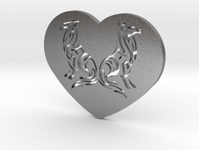 Geri and Freki Heart in Natural Silver