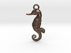 Seahorse Pendant in Polished Bronze Steel