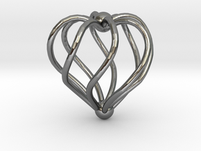 Twisted Heart Pendant3 in Polished Silver