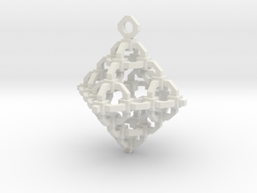 Diamond Cage Pendant in White Natural Versatile Plastic