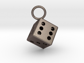 Charm: Dice in Polished Bronzed Silver Steel