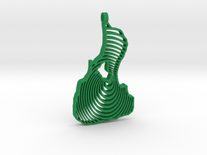 3D Printed Bi Circle Keychain in Green Processed Versatile Plastic