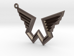 Wings Logo Keychain in Polished Bronzed Silver Steel