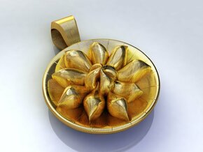 Nymphaea Flower Pendant in Polished Gold Steel