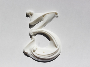 Art Nouveau House Number: 3 in White Natural Versatile Plastic