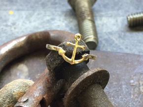 Anchor Ring (Troubled Waters Trio) in Polished Brass: 6 / 51.5