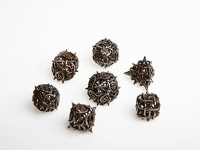 Thorn Dice Set with Decader in Polished and Bronzed Black Steel