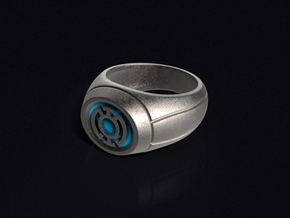 Blue Lantern Ring in Polished Bronzed Silver Steel