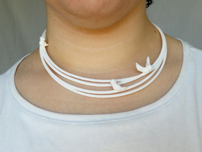 Birds on Wires Necklace Small in White Processed Versatile Plastic