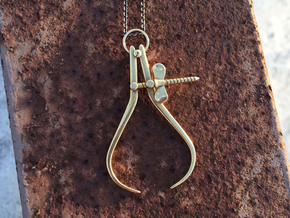 Calipers Pendant in Polished Brass
