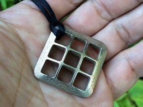 Grid Cube in Polished Bronzed Silver Steel