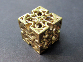 Gothic Rosette d6 in Natural Brass