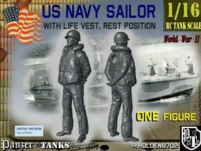 1/16 US Navy Sailor Lifevest Rest in White Natural Versatile Plastic