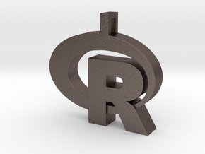 Pendant R Statistics Logo (thickness 4.5 mm) in Polished Bronzed Silver Steel