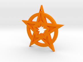 Keychain Star in Orange Processed Versatile Plastic