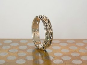 Cut Facets Ring Sz. 9 in Polished Silver
