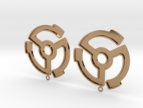 45rpm record adapter earrings in Polished Brass